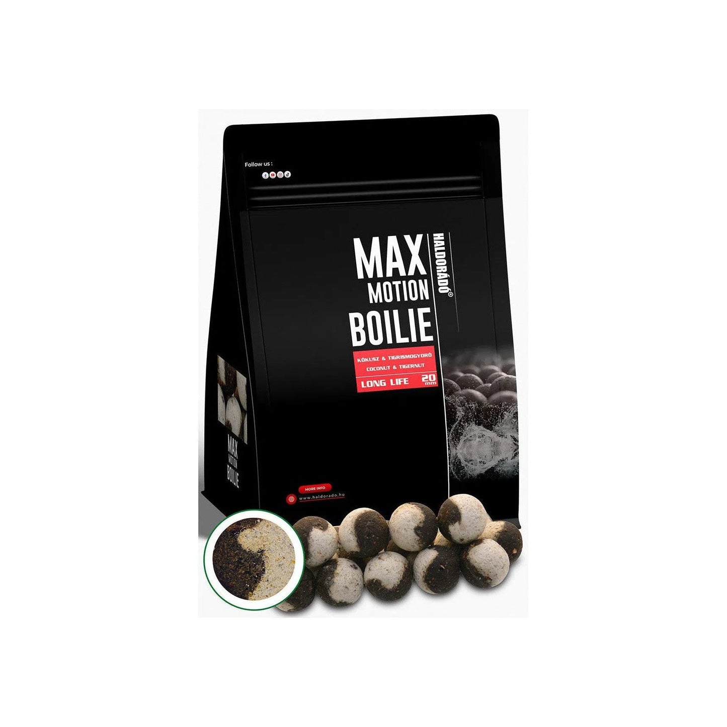 HALDORÁDÓ MAX MOTION BOILIE LONG LIFE 20MM KÓKUSZ-TIGRISMOGYORÓ 800G